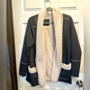 Cavalini Women's Faux Sherpa Lined Open Cardigan Jacket Size L